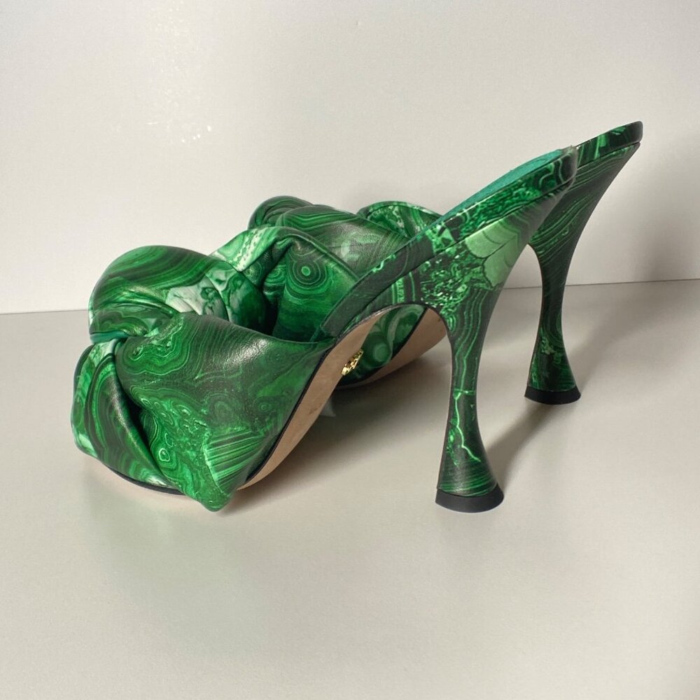 GIAMBATTISTA  VALLI Maxi Green Marble Knot Mules Women's Heel Sandals Si… - Picture 4 of 13
